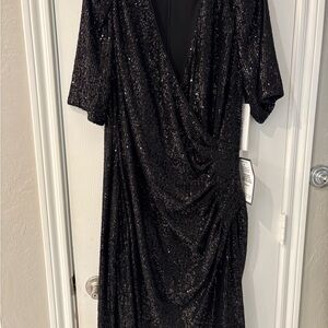 Calvin Klein Black Sequin Long Sleeve Dress